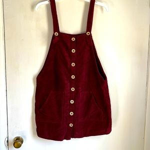 Dark Red Corduroy Jumper Dress